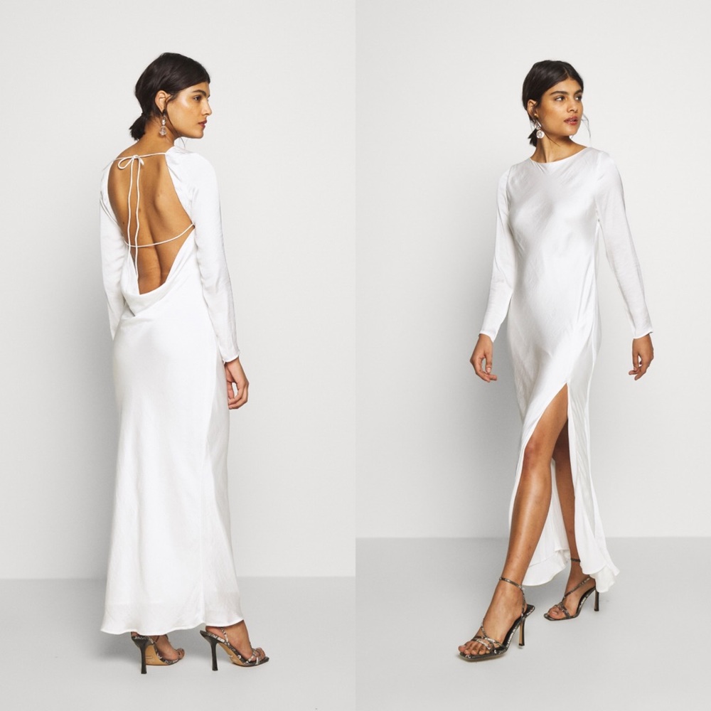 Bardot River Bias Dress in Orchid Maxi Gown White